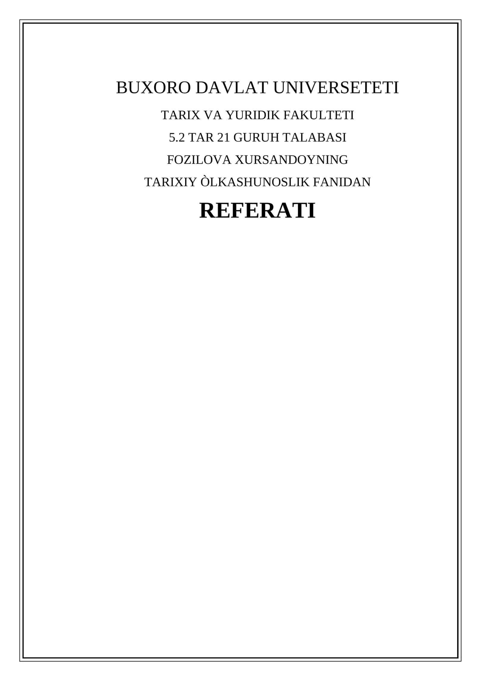 TARIX VA YURIDIK FAKULTETI REFERATI 1