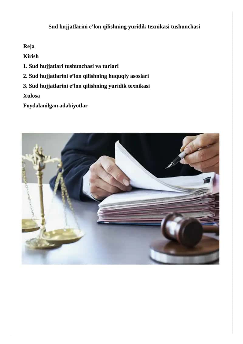 Sud hujjatlarini e’lon qilishning yuridik texnikasi tushunchasi 1