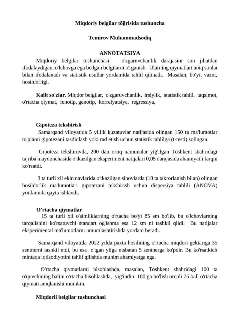 Miqdoriy belgilar tõğrisida tushuncha 1