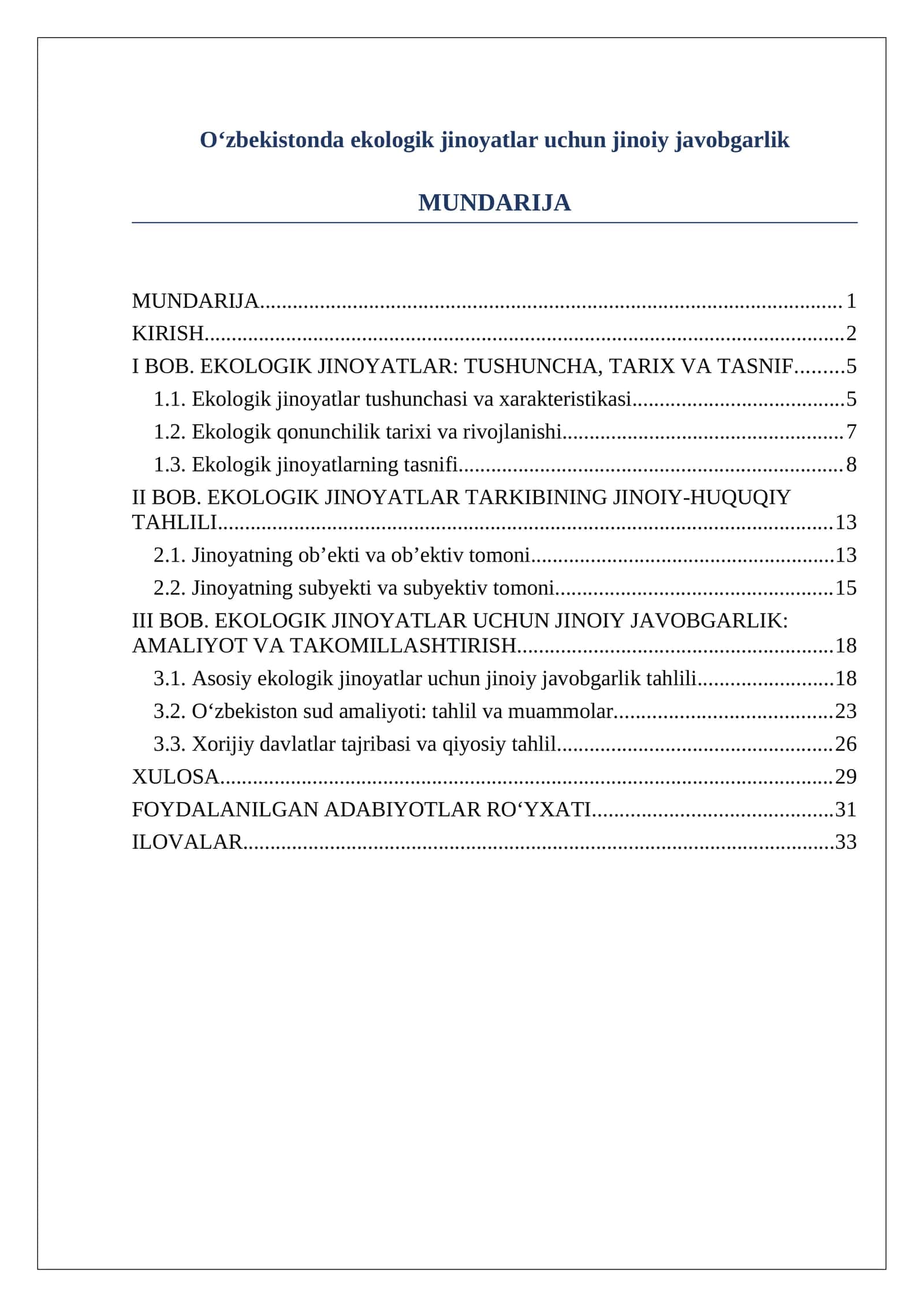 O‘zbekistonda ekologik jinoyatlar uchun jinoiy javobgarlik 26 1