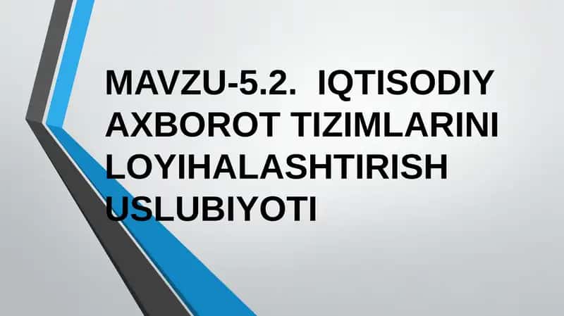 IQTISODIY AXBOROT TIZIMLARINI LOYIHALASHTIRISH USLUBIYOTI 1