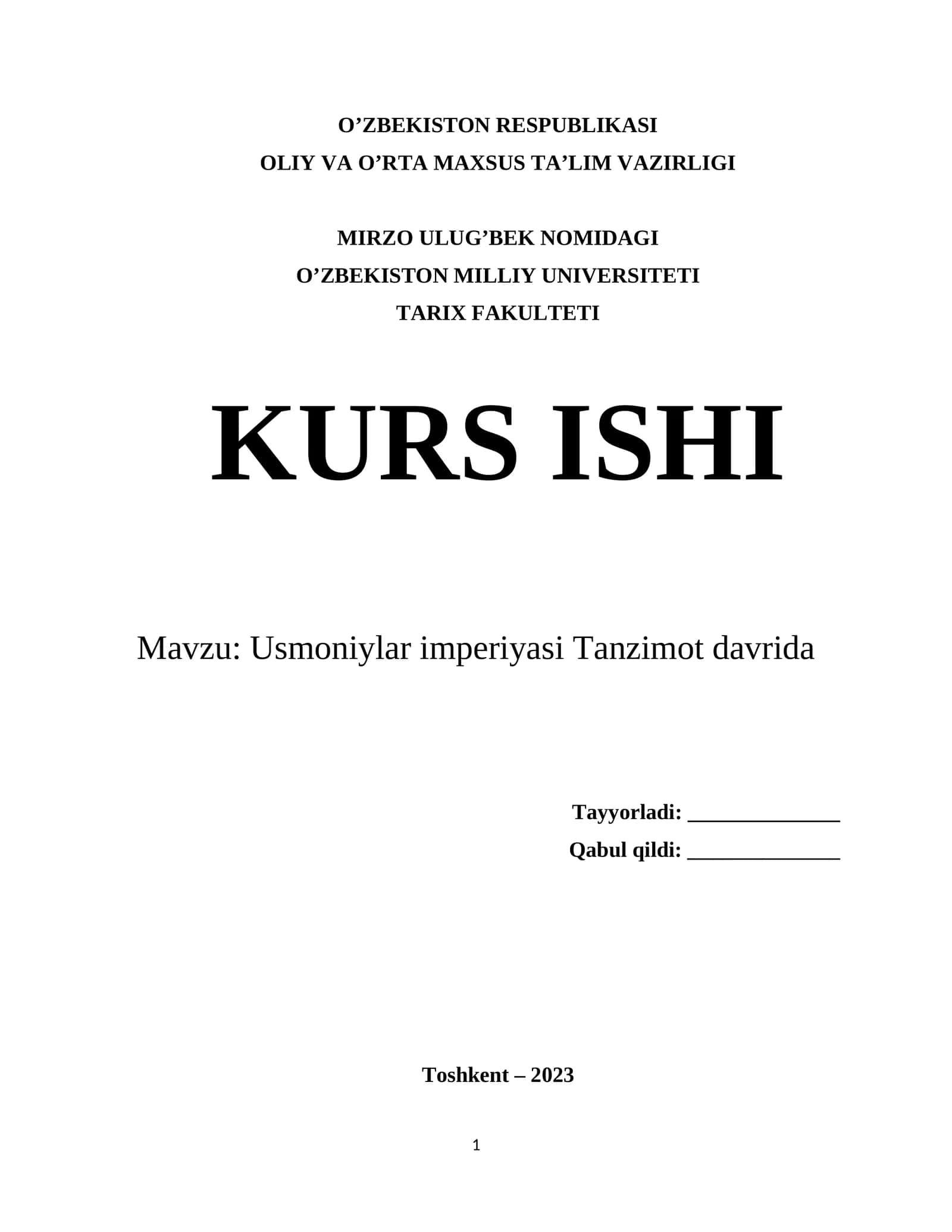 Usmoniylar imperiyasi Tanzimot davrida 1