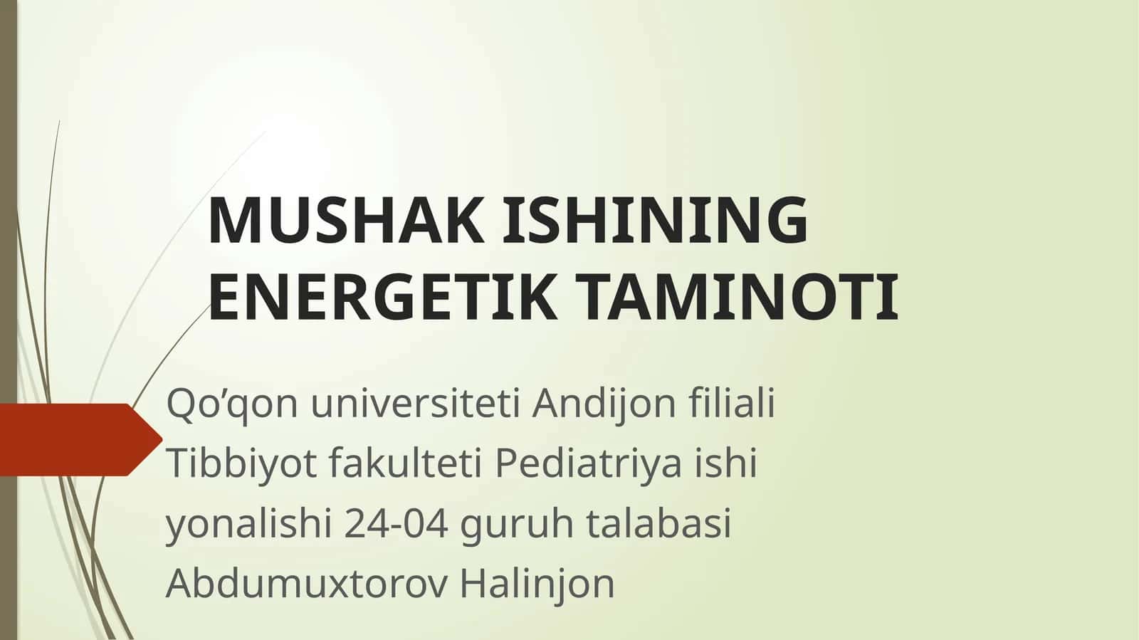 MUSHAK ISHINING ENERGETIK TAMINOTI 1