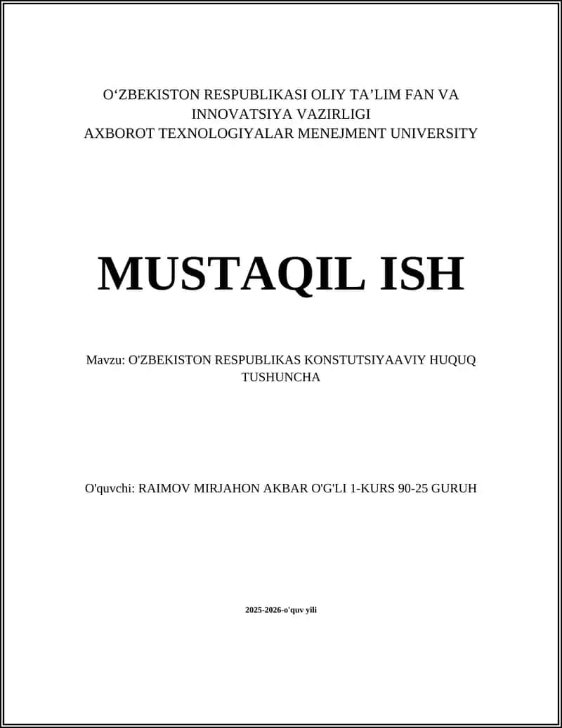 O'ZBEKISTON RESPUBLIKAS KONSTUTSIYAAVIY HUQUQ TUSHUNCHA 1