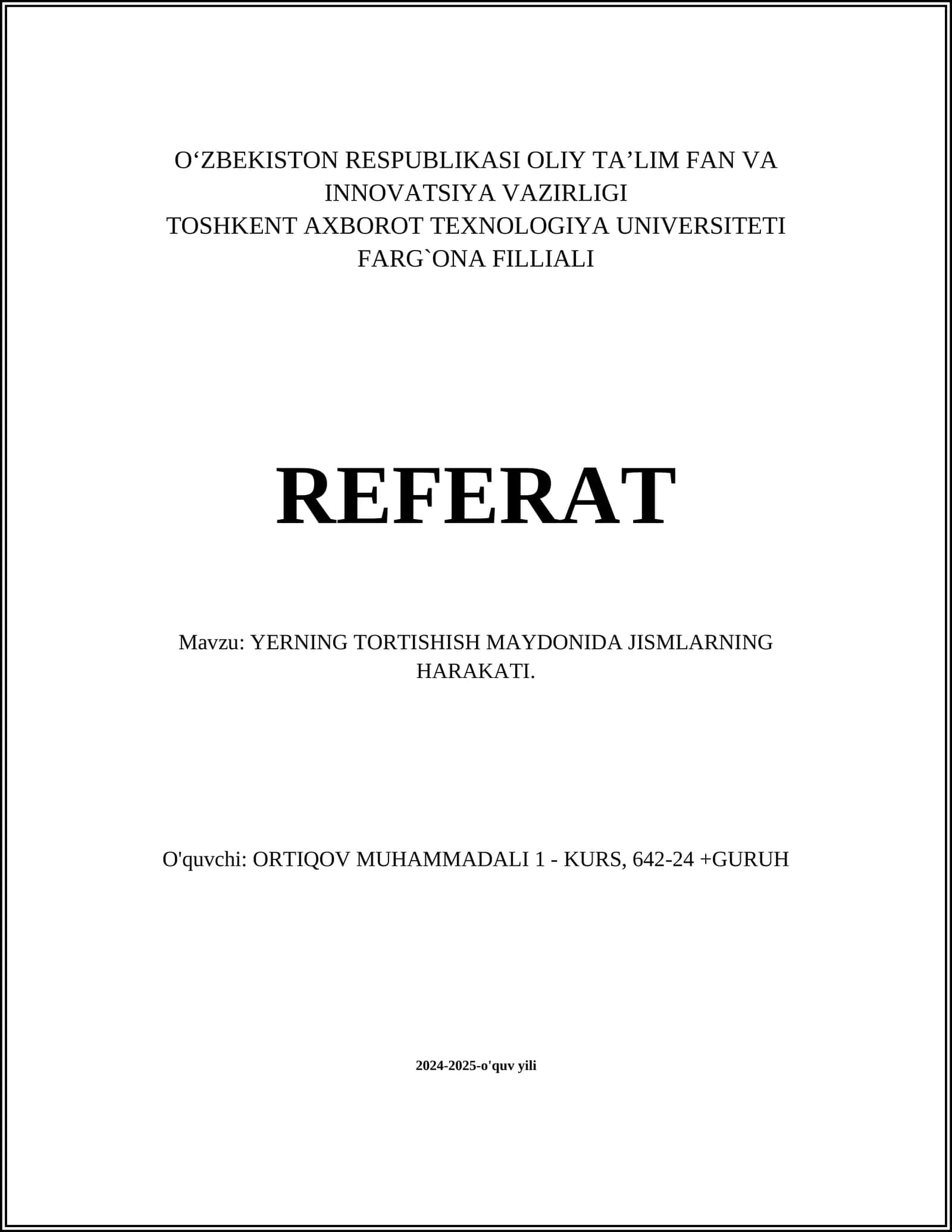 Harakat tenglamalari 1