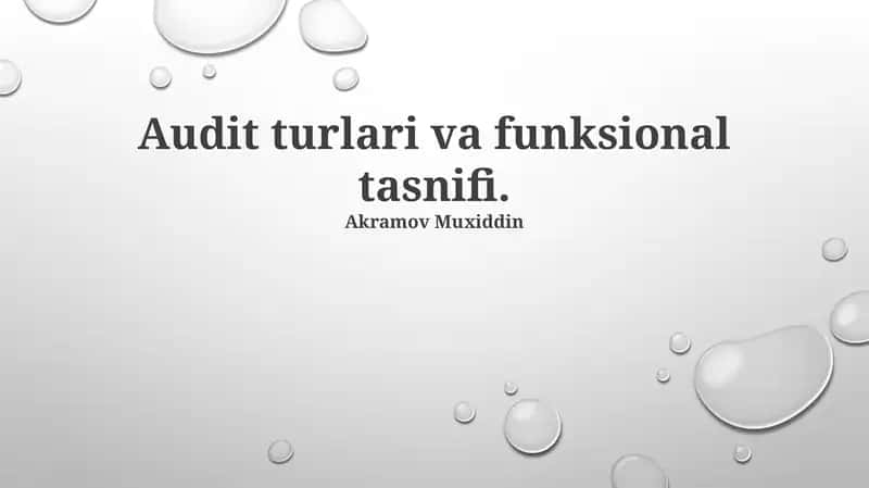 Audit turlari va funksional tasnifi 1