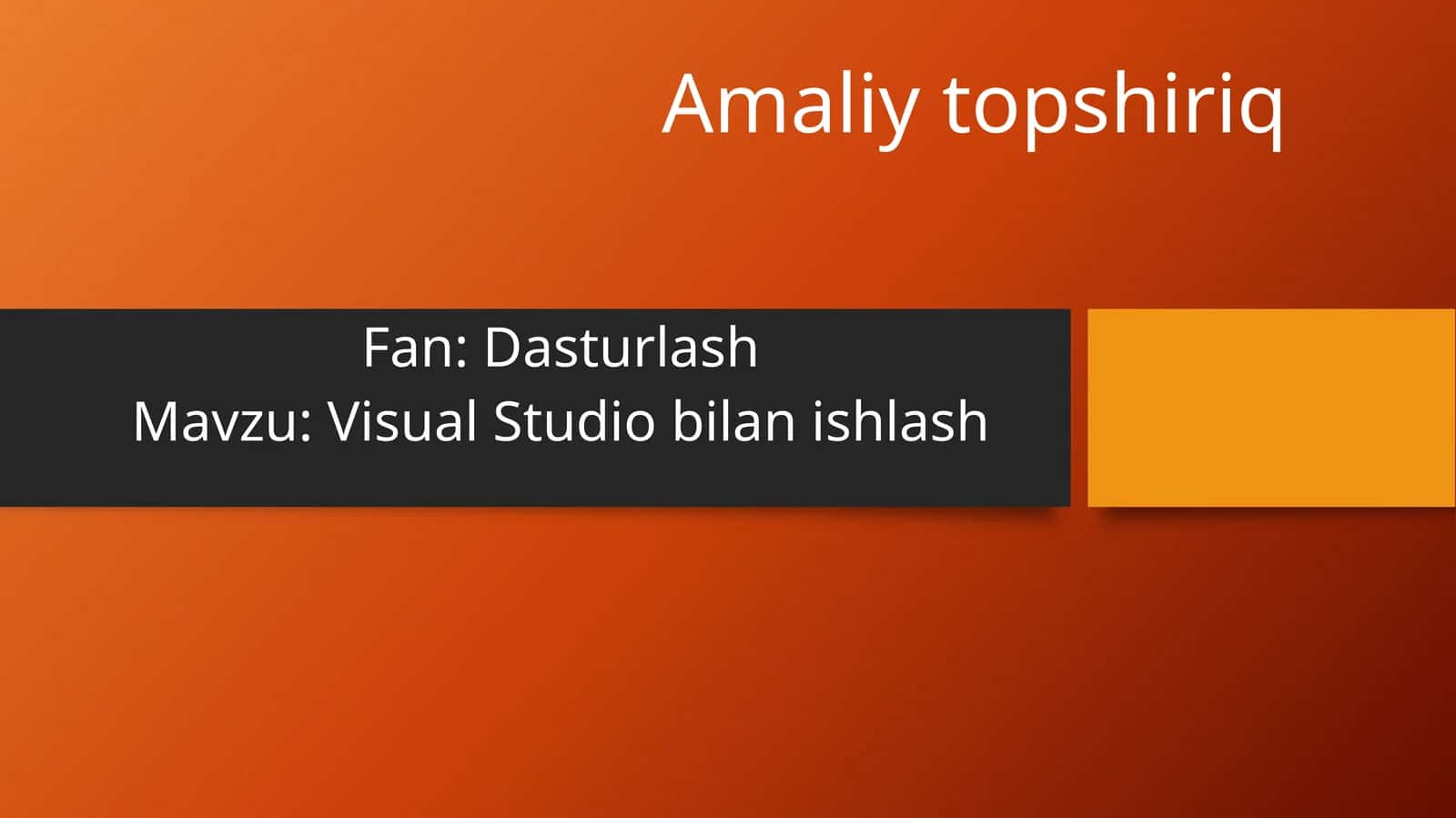 Visual Studio bilan ishlash 1