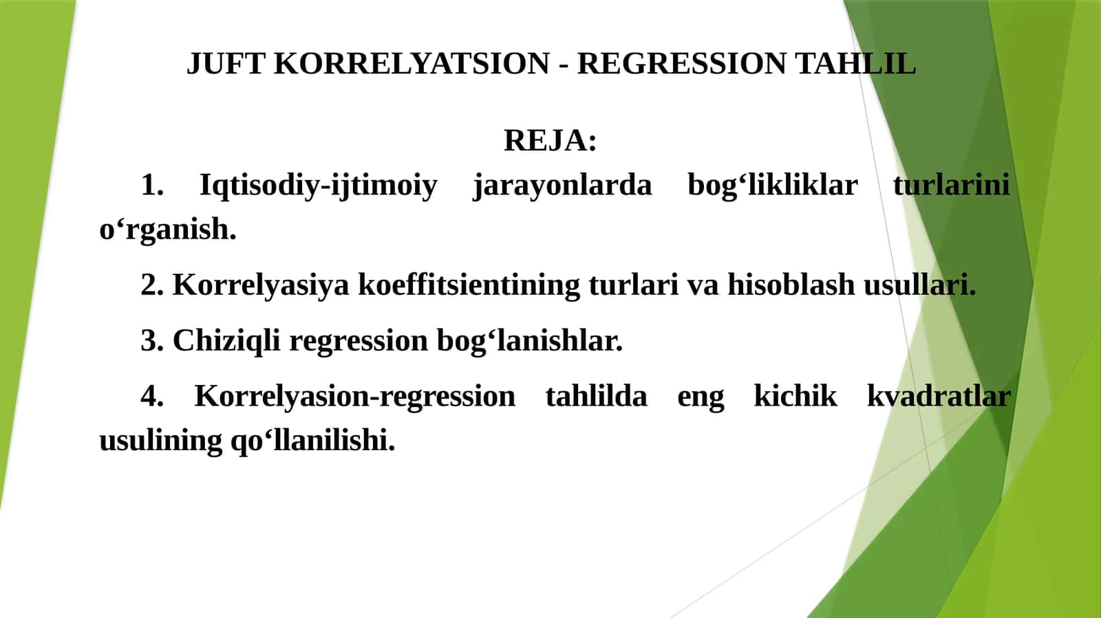 JUFT KORRELYATSION - REGRESSION TAHLIL 1