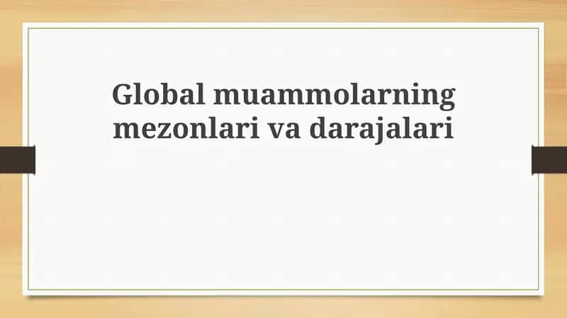 Global muammolar
