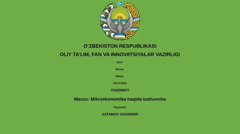 Mikroekonomika haqida tushuncha 1