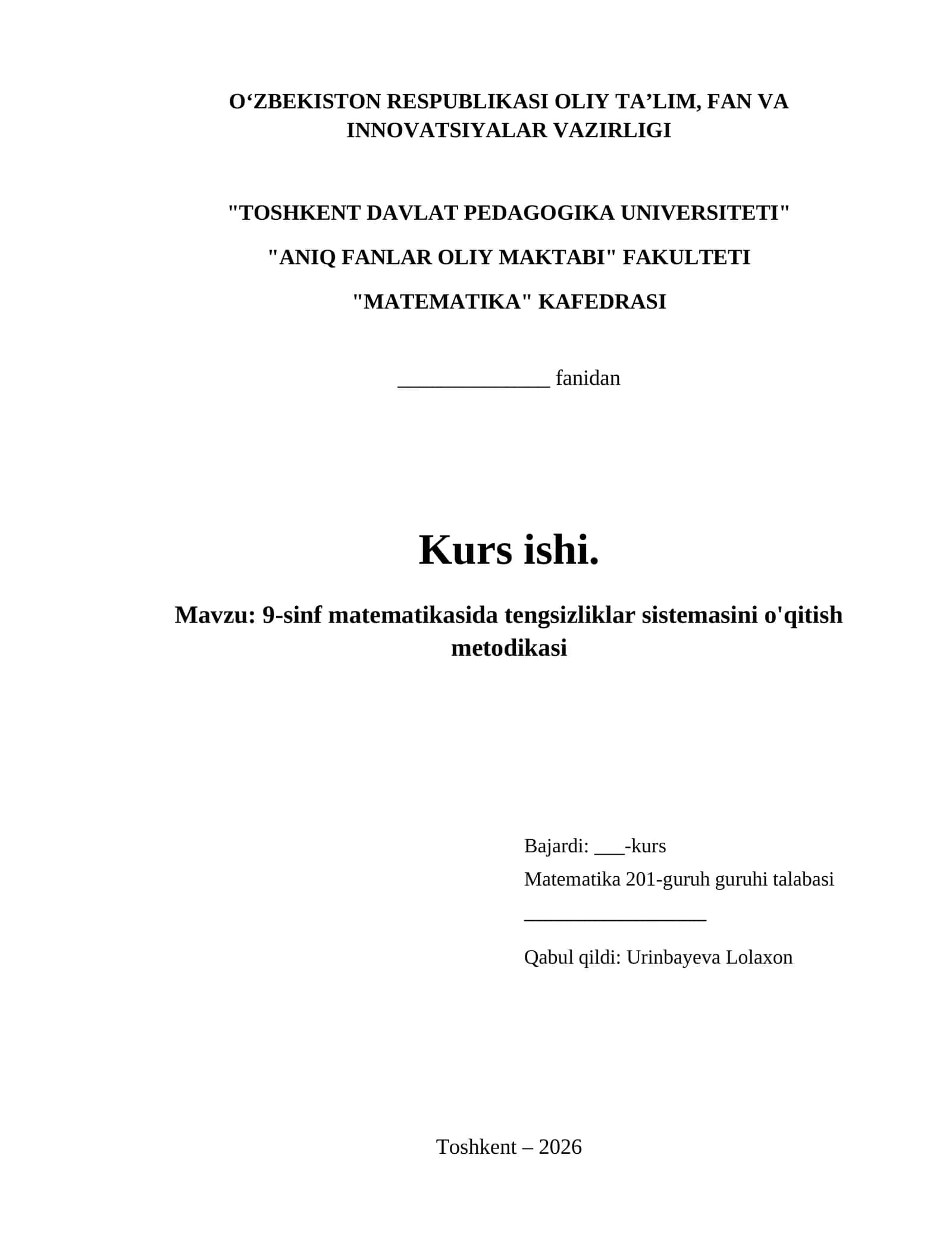 9-sinf matematikasida tengsizliklar sistemasini o'qitish metodikasi 1