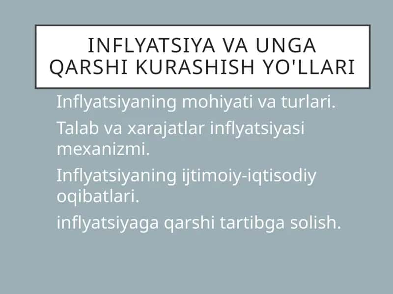 Inflyatsiya vaunga qarshi kurashish yo'llari 1