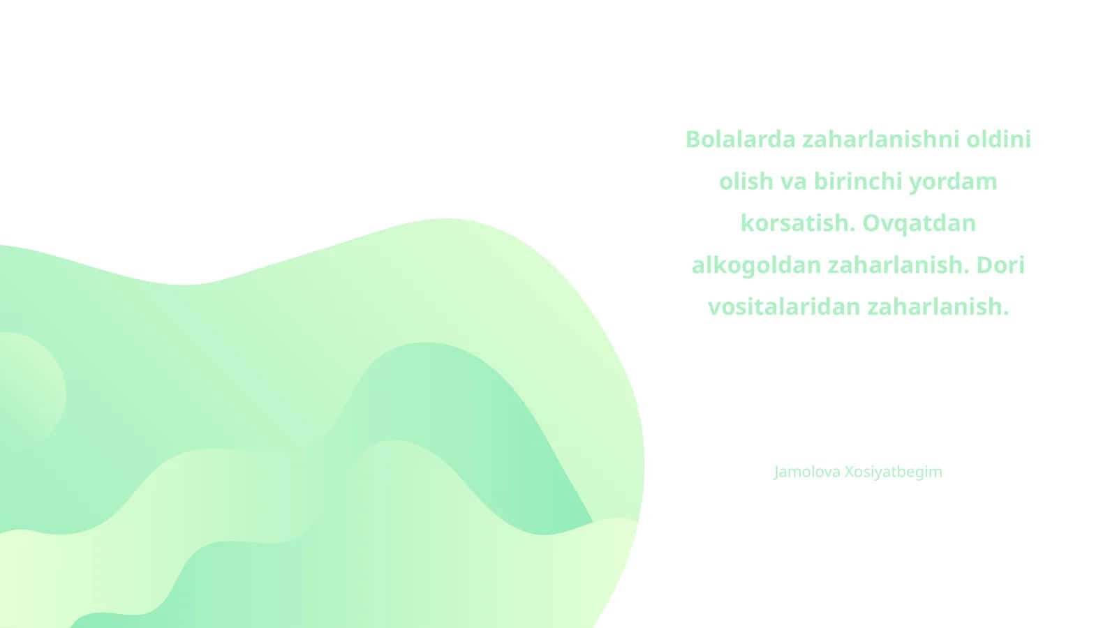 Bolalarda zaharlanishni oldini olish va birinchi yordam korsatish 1