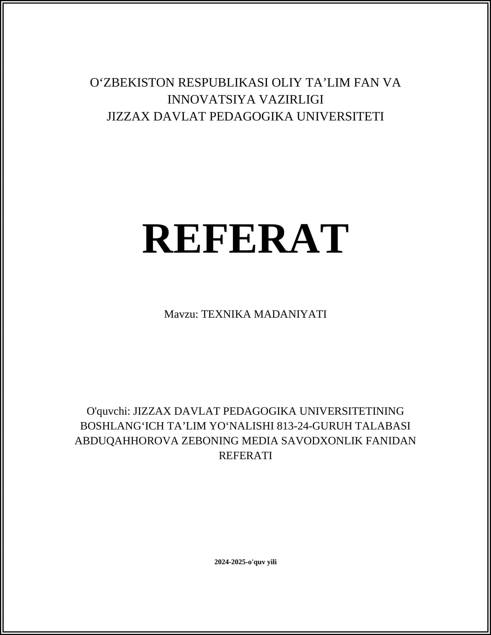 TEXNIKA MADANIYATI 1