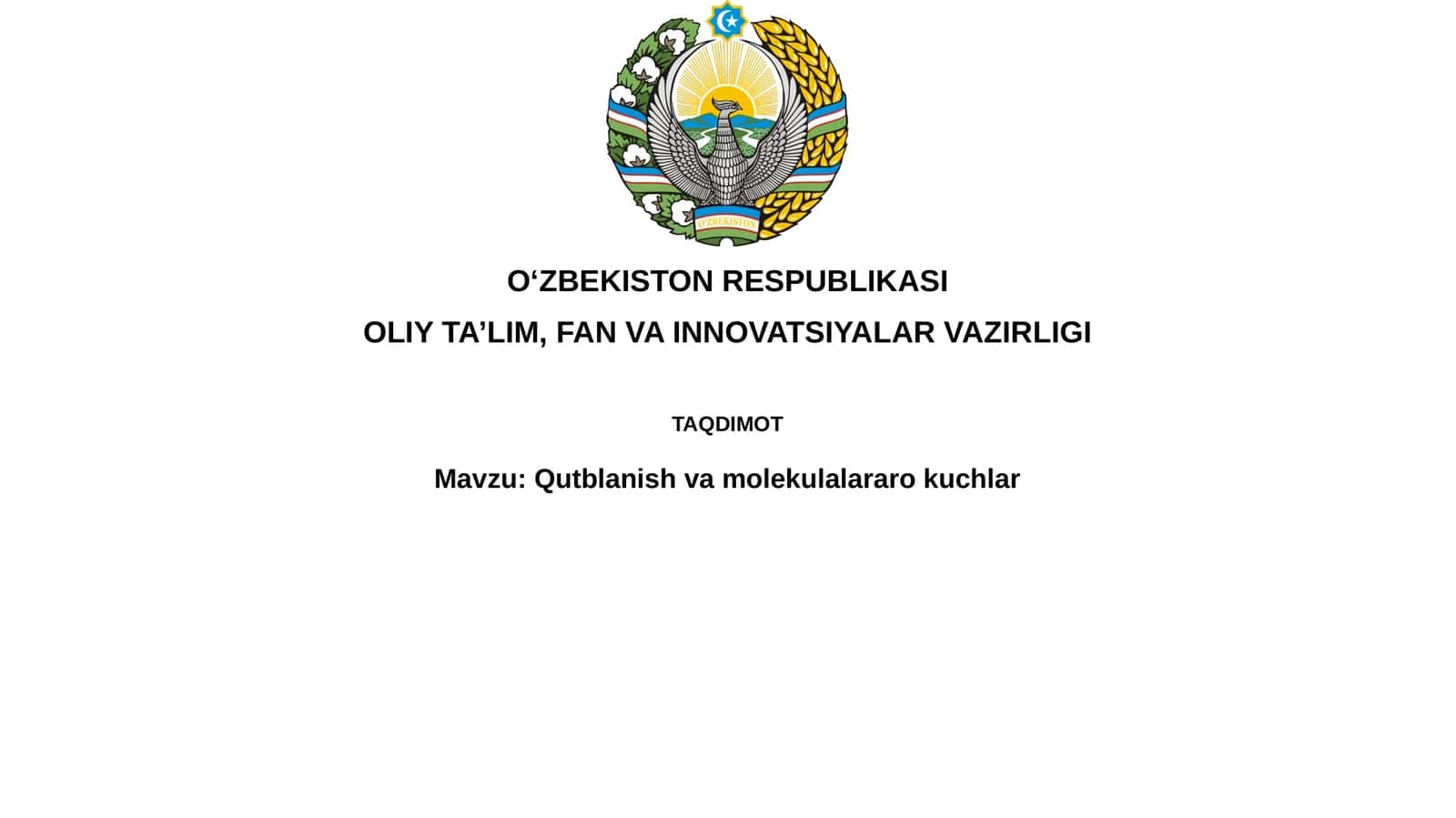 Qutblanish va molekulalararo kuchlar 1