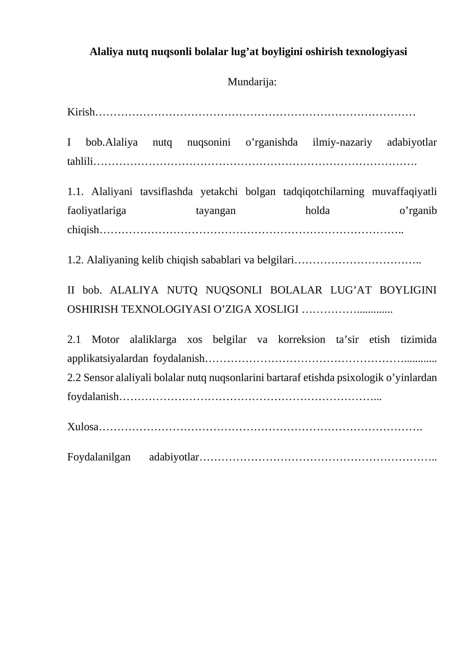 Alaliya nutq nuqsonli bolalar lug’at boyligini oshirish texnologiyasi 1