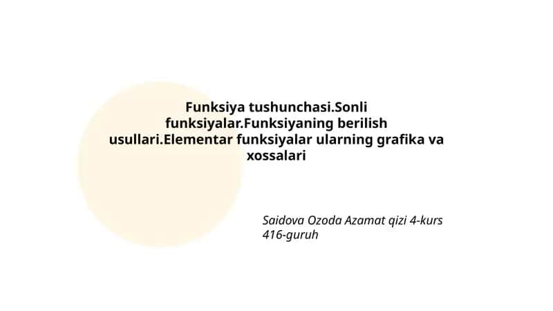 Funksiya tushunchasi 1