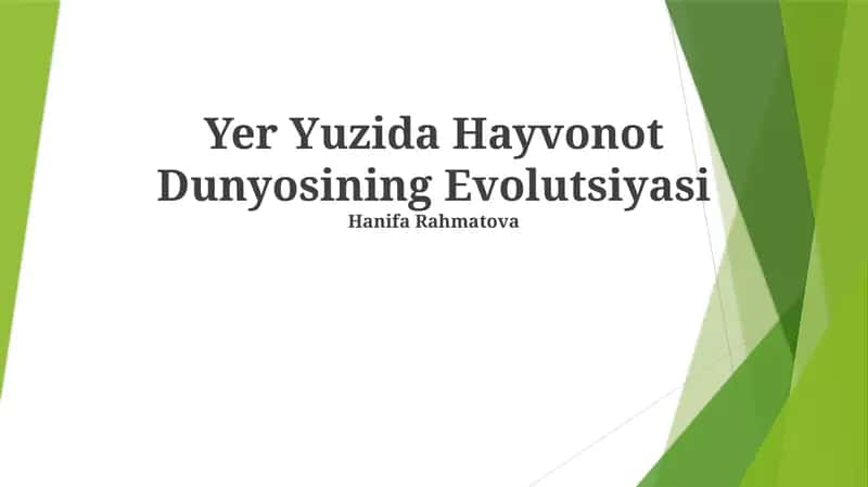 Yer Yuzida Hayvonot Dunyosining Evolutsiyasi 1