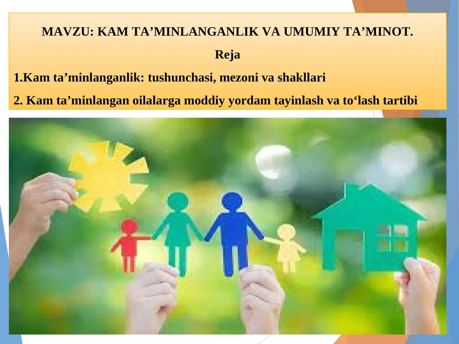 KAM TA’MINLANGANLIK VA UMUMIY TA’MINOT. 1