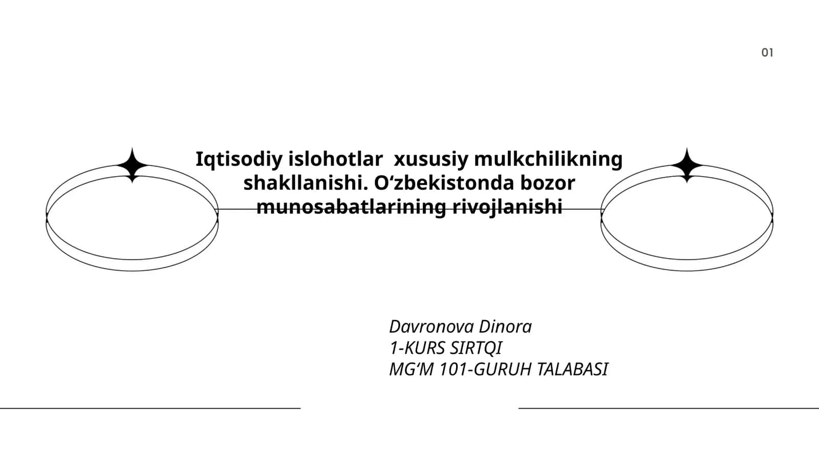 Iqtisodiy islohotlar xususiy mulkchilikning shakllanishi. Oʻzbekistonda bozor munosabatlarining rivojlanishi 1