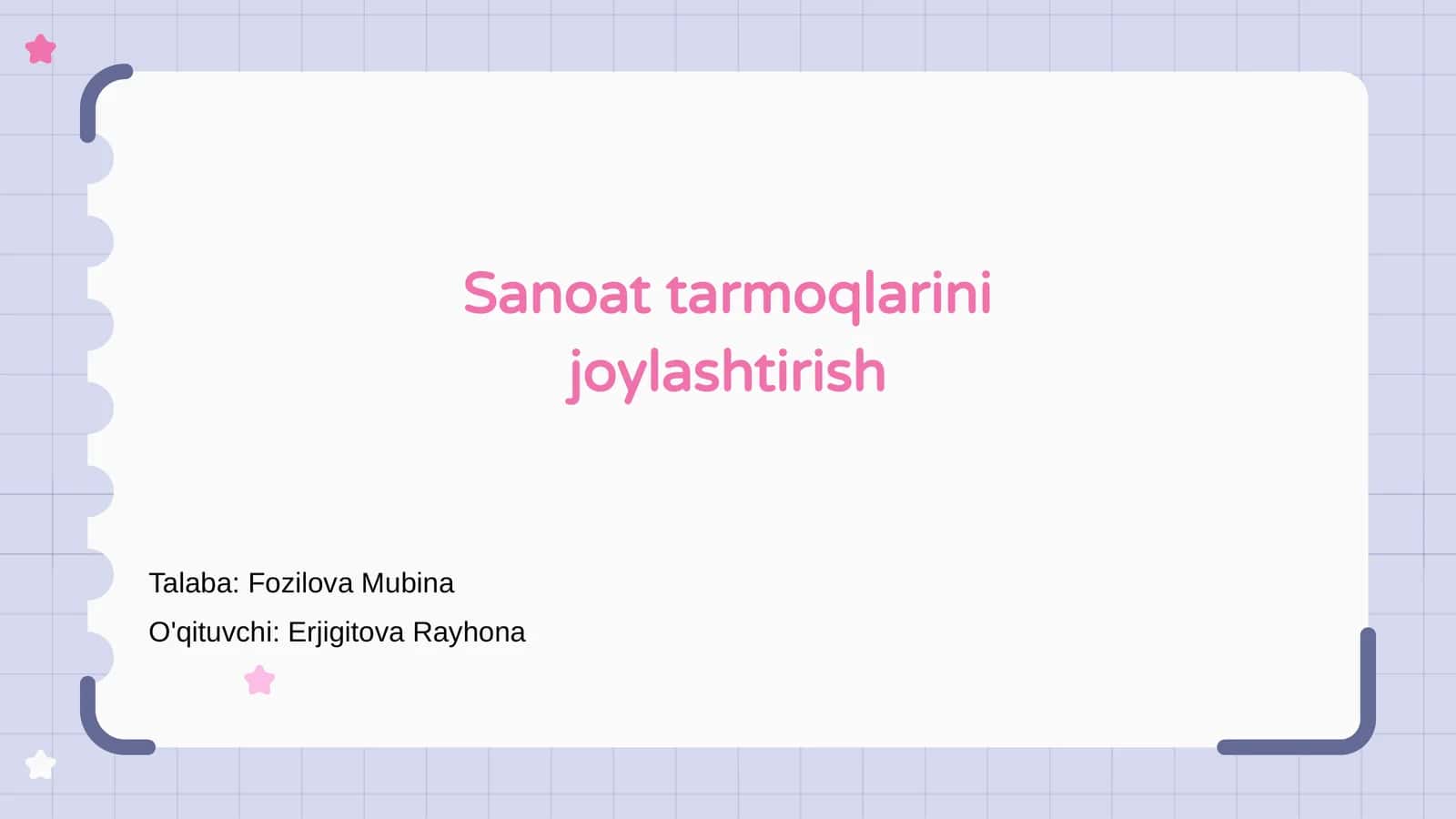Sanoat Tarmoqlarini Joylashtirish 1