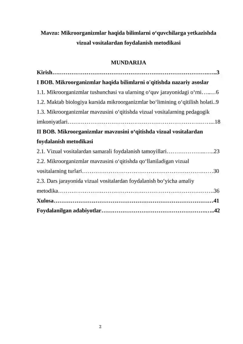 Mikroorganizmlar haqida bilimlarni o‘quvchilarga yetkazishda vizual vositalardan foydalanish metodikasi
