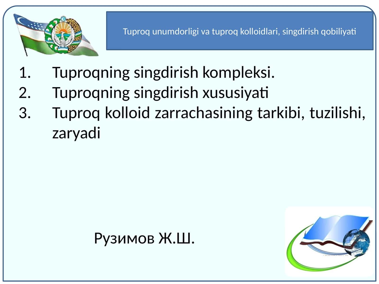 Tuproqning Singdirish Kompleksi 1