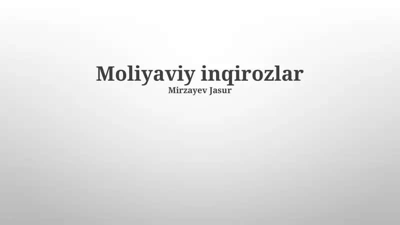 Moliyaviy inqirozlar 1