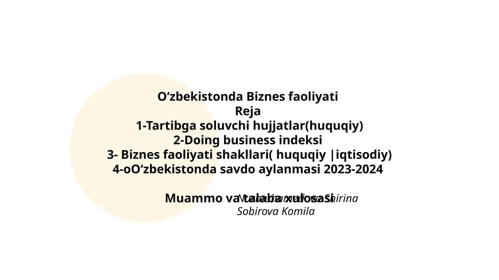Oʻzbekistonda Biznes faoliyati 1