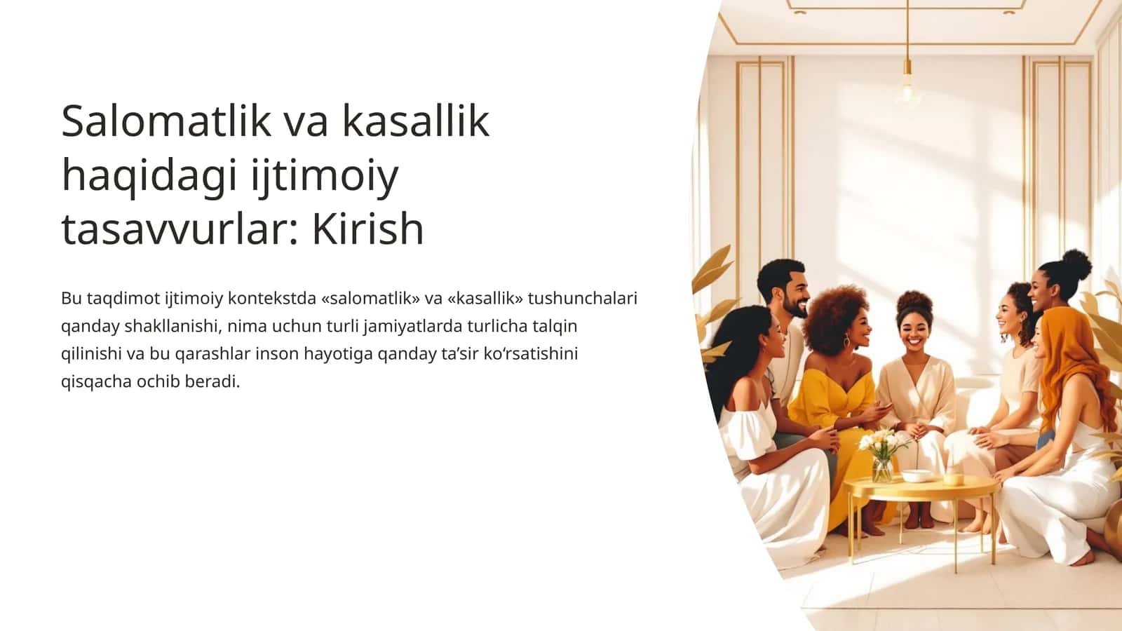 Salomatlik va kasallik haqidagi ijtimoiy tasavvurlar mavzusida slayd taqdimot 1
