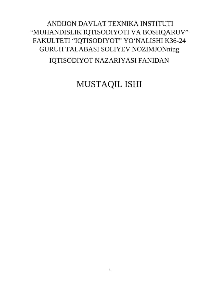 Ishsizlikni kelib chiqishi sabablari va namoyon bo’lish sharoitlari 1