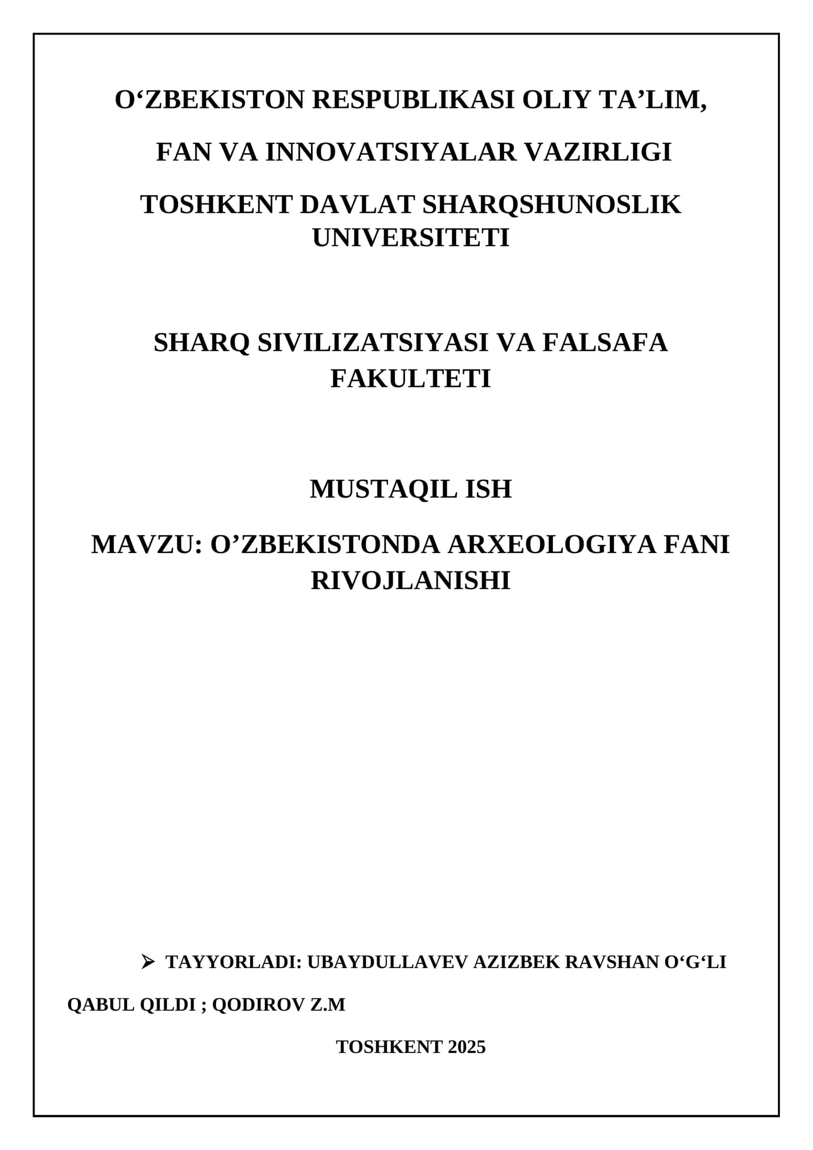 Oʻzbekistonda arxeologiya fani rivojlanishi 1