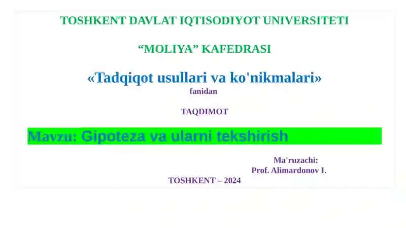 Gipotezalar va ularni tekshirish