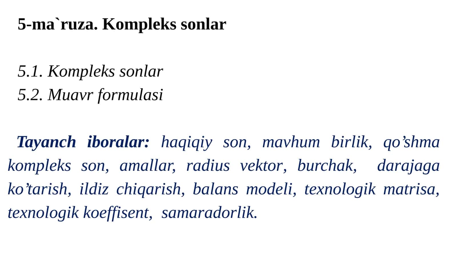 Kоmplеks sоnlаr 1