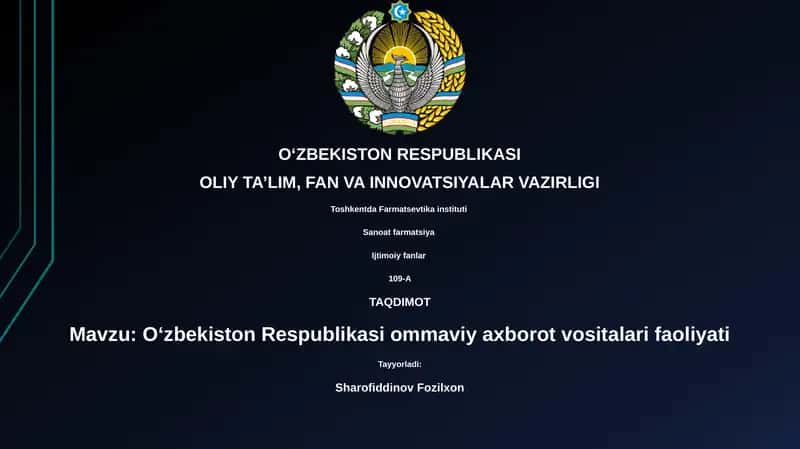 Oʻzbekiston Respublikasi ommaviy axborot vositalari faoliyati 1