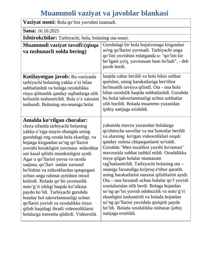 MUAMMOLI VAZIYAT BLANKASI 1