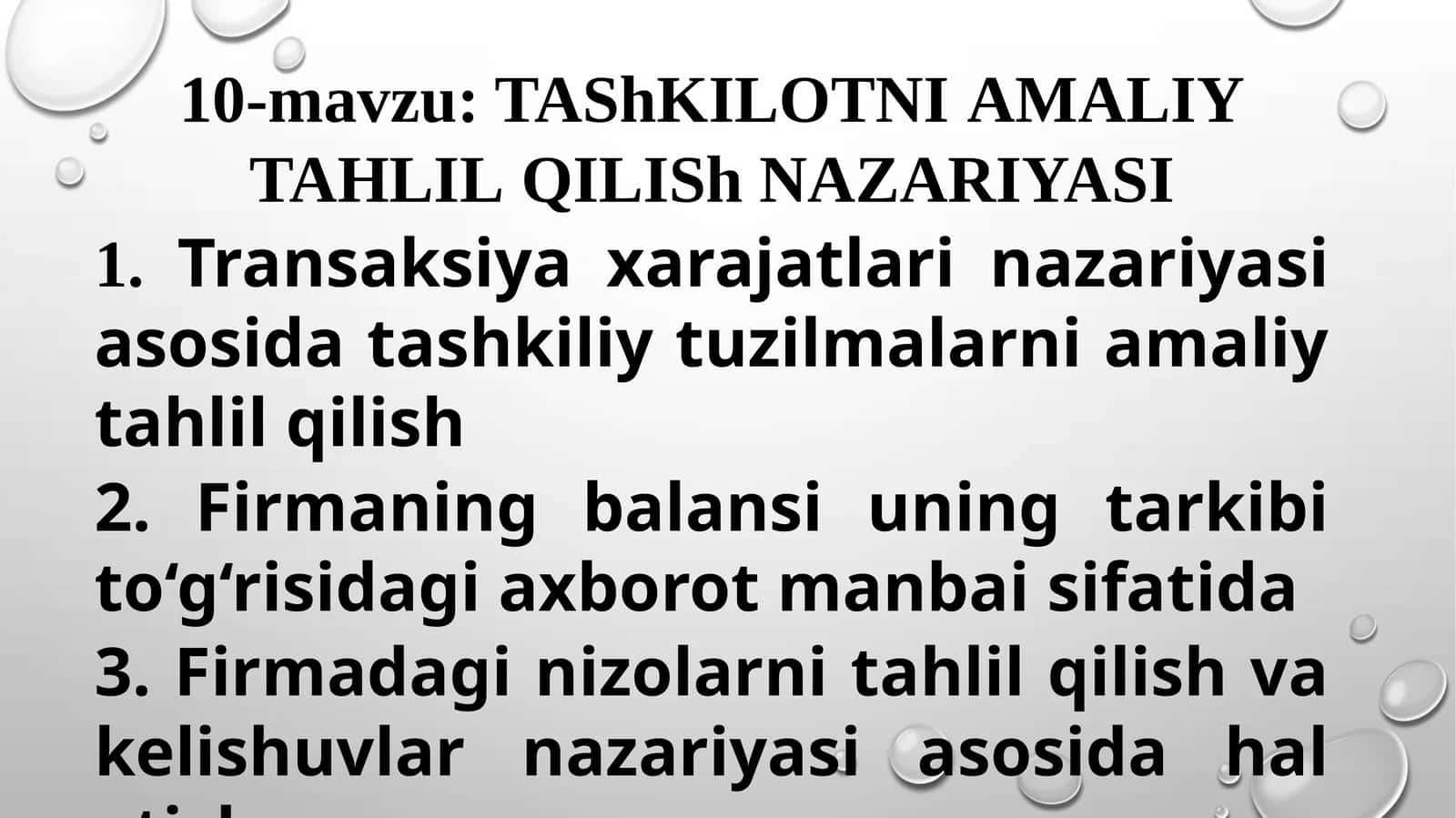 TAShKILOTNIAMALIYTAHLILQILIShNAZARIYASI 1
