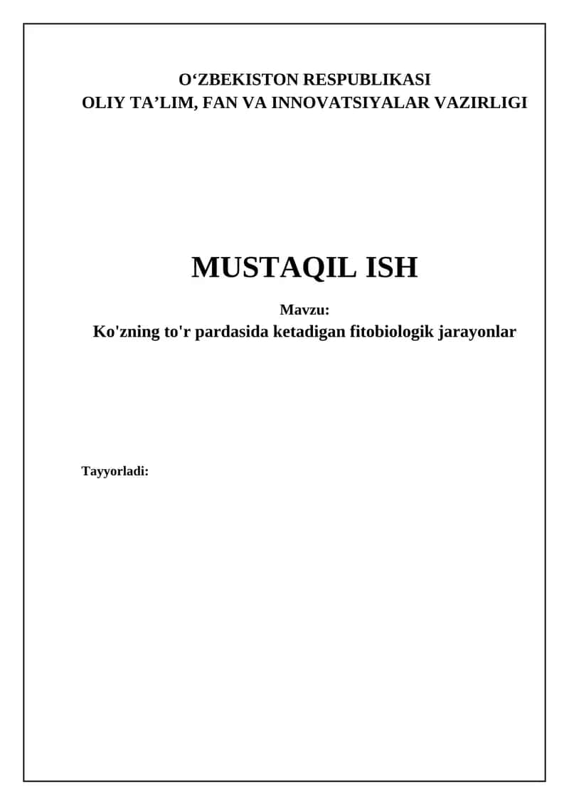 Fotobiologik jarayonlar 1