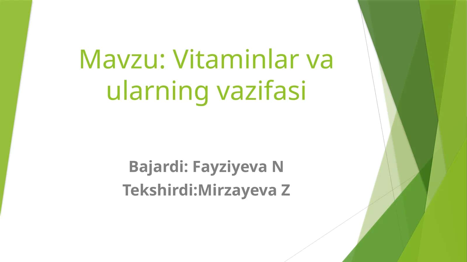 Vitaminlar va ularning vazifasi 1