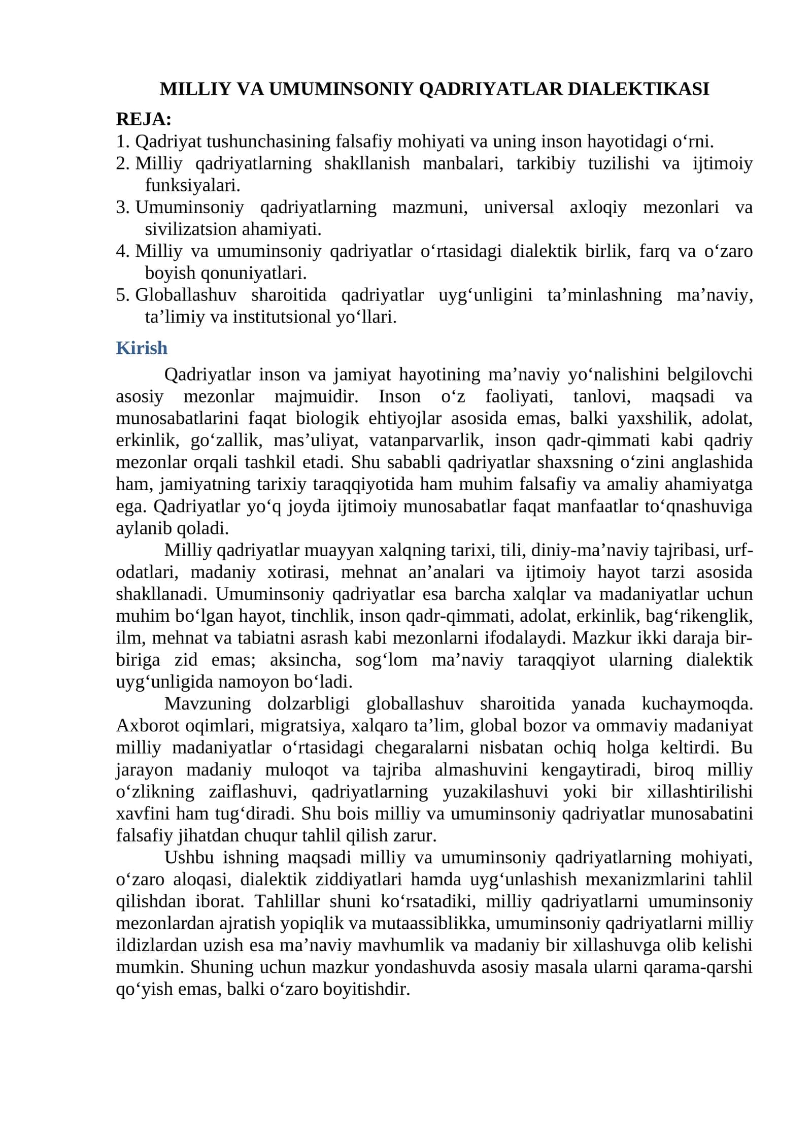 MILLIY VA UMUMINSONIY QADRIYATLAR DIALEKTIKASI 1