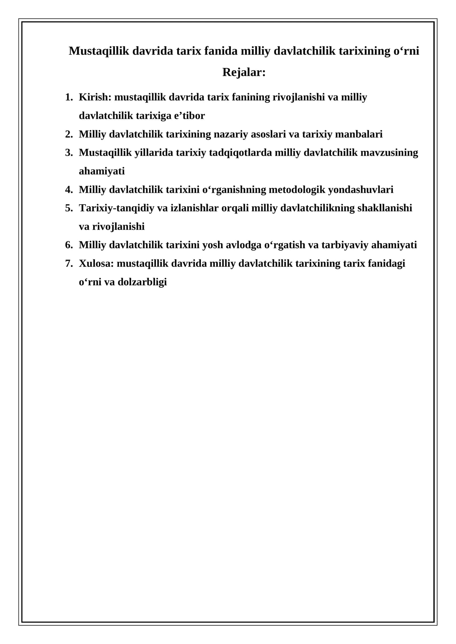 Mustaqillik davrida tarix fanida milliy davlatchilik tarixining o‘rni 1