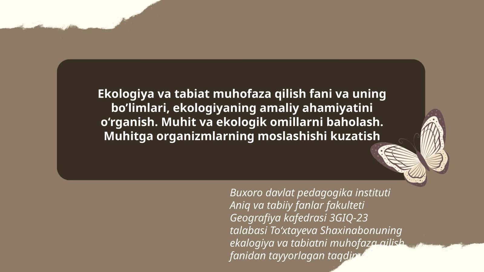 Ekologiya va tabiat muhofaza qilish fanlari 1