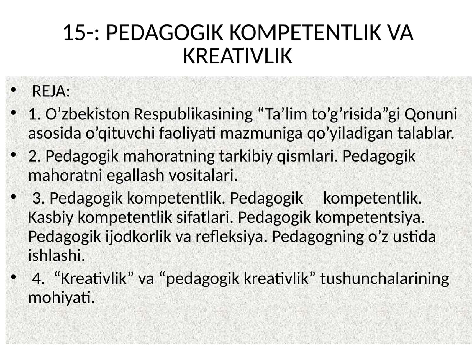 PEDAGOGIK KOMPETENTLIK VA KREATIVLIK 1