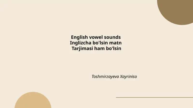 English vowel sounds 1