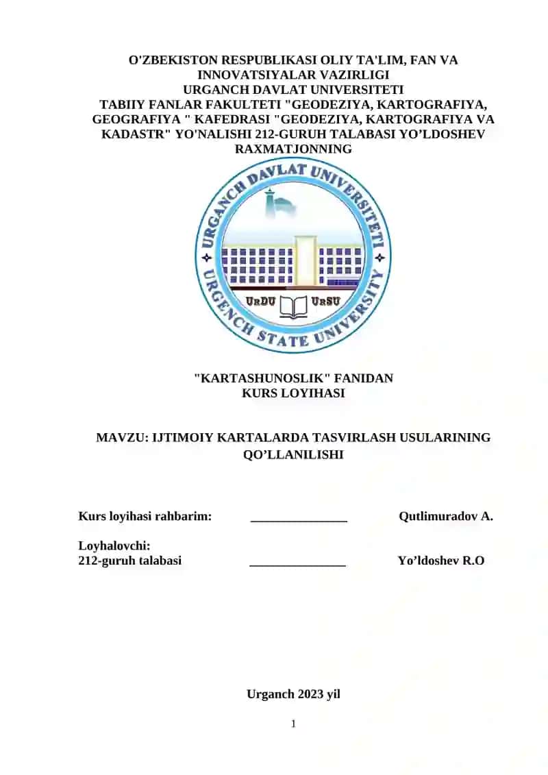 IJTIMOIY KARTALARDA TASVIRLASH USULARINING QO’LLANILISHI