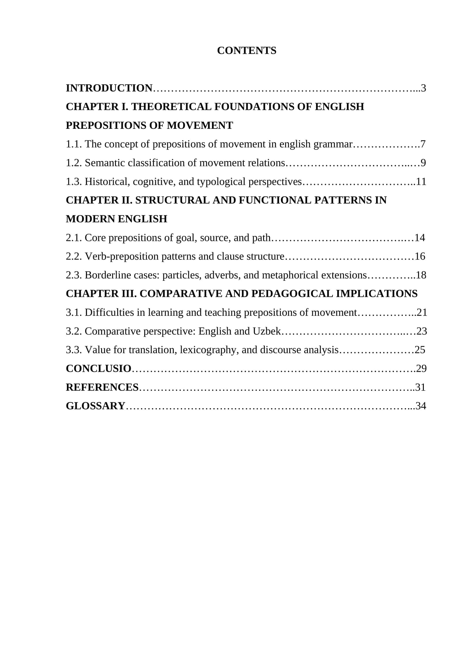 The Grammar of English Prepositions of Movement. Their Structure and Use 1