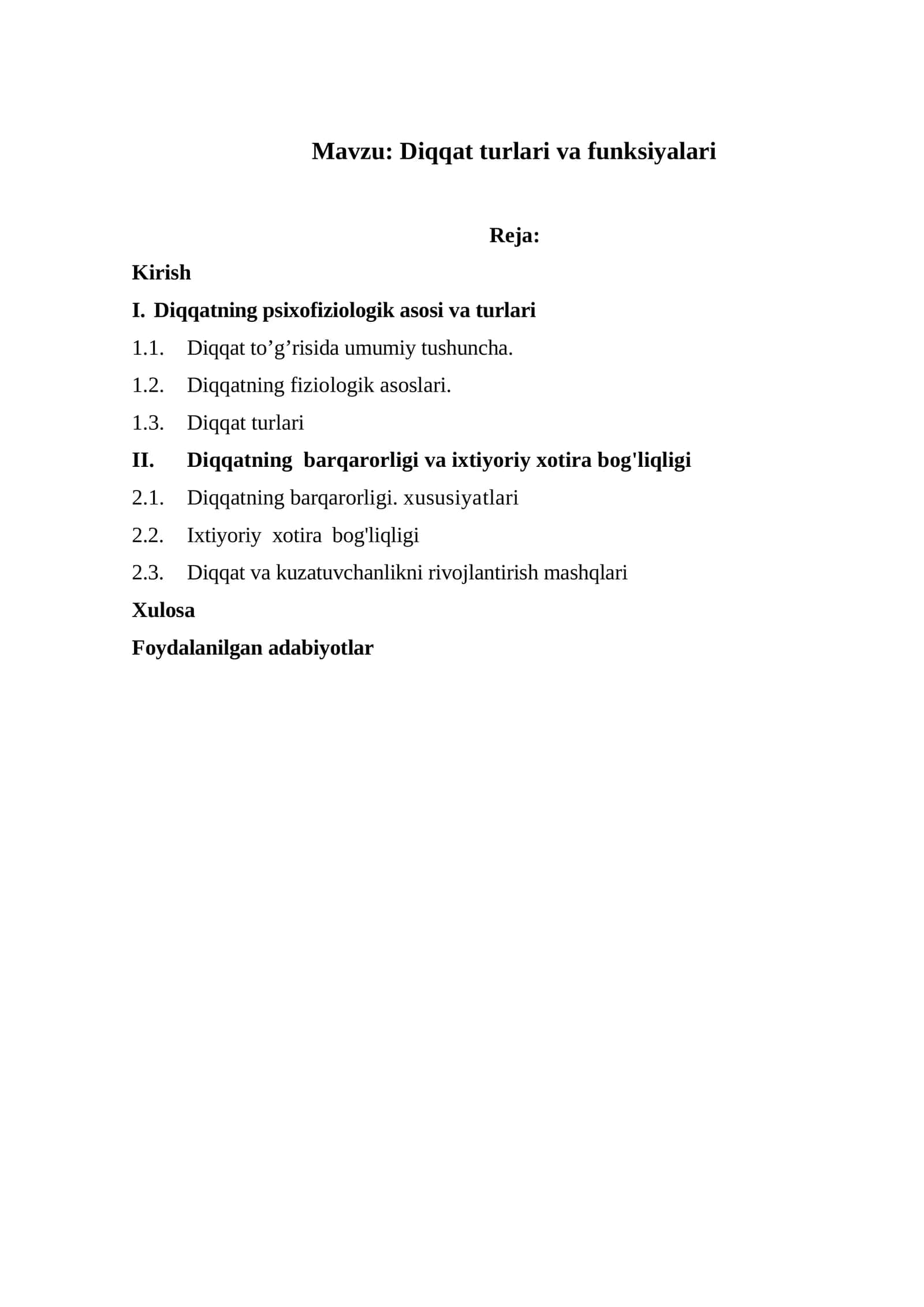 Diqqat turlari va funksiyalari 1