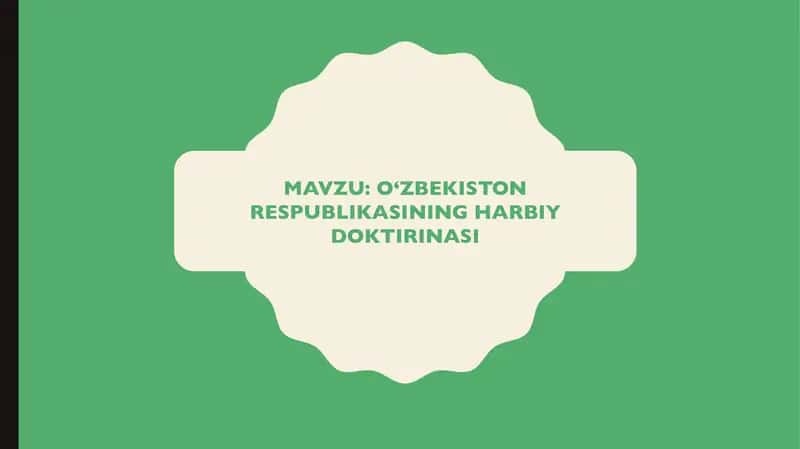 Oʻzbekiston Respublikasining Harbiy Doktrinasi 1