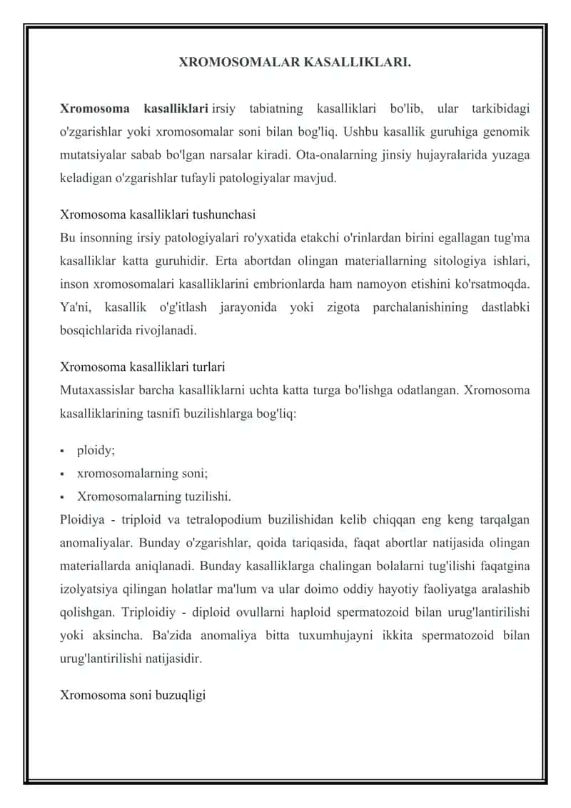 Xromosoma kasalliklari 1