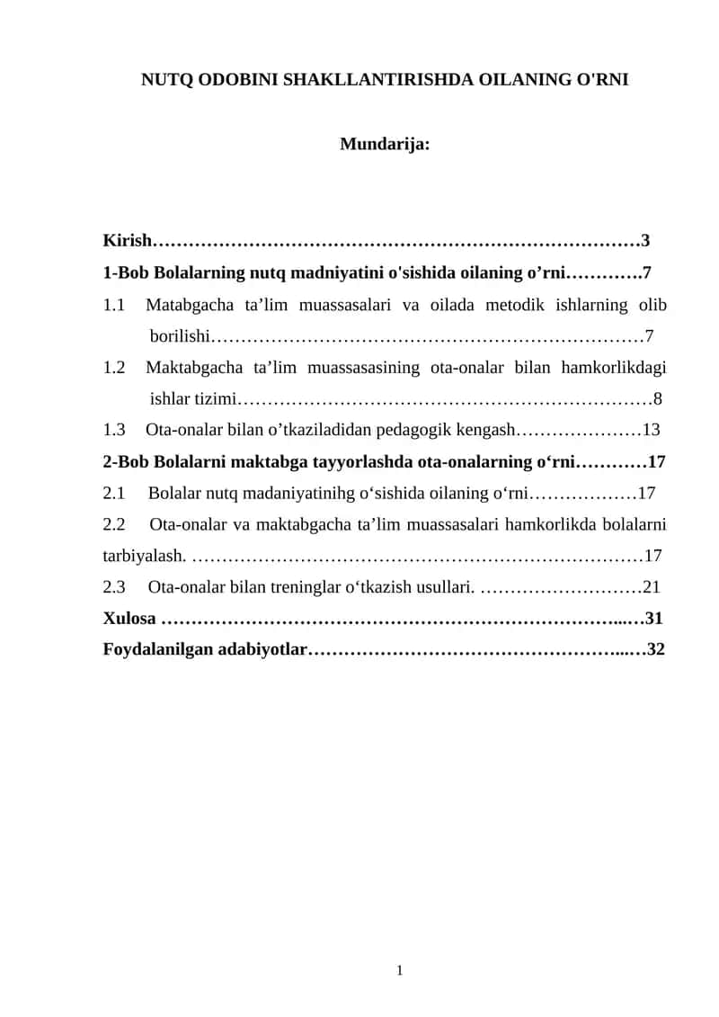 NUTQ ODOBINI SHAKLLANTIRISHDA OILANING O'RNI 1